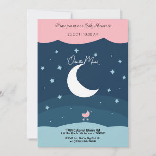 Invitation Baby shower minimaliste Dreamlit Lune