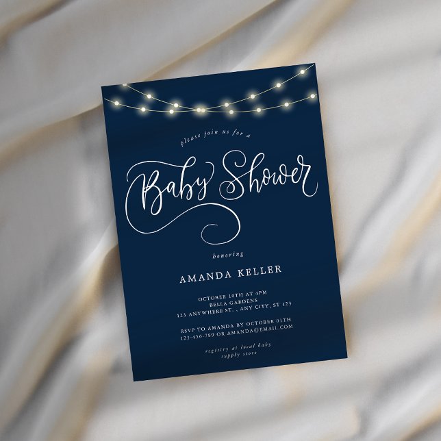 Invitation Baby shower minimaliste élégant bleu (Créateur téléchargé)
