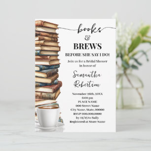 Invitation Baby Shower Minimaliste Livres & Bières Café