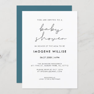 Invitation Baby shower minimaliste manuscrit