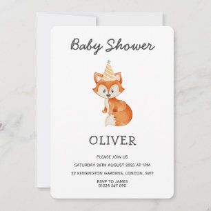 Invitation Baby shower minimaliste moderne de renard de bois