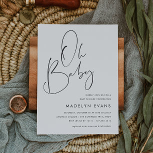 Invitation Baby shower minimaliste moderne manuscrit