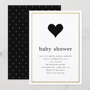 Invitation Baby shower minimaliste moderne noir et blanc