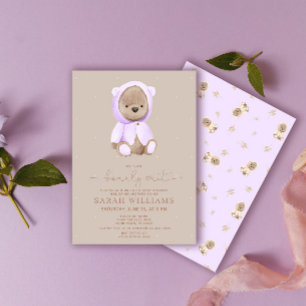 Invitation Baby Shower Minimaliste Ours à peine attendre Lava
