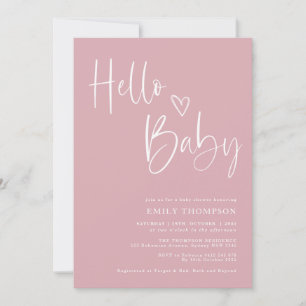 Invitation Baby shower minimaliste pour fille rose Dusty