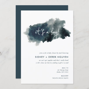 Invitation Baby shower minimaliste pour lave-encre par courri
