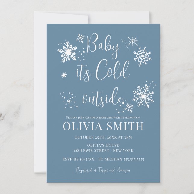 Invitation Baby shower minimaliste pour les snowflakes d'hive (Devant)