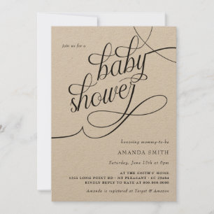Invitation Baby shower minimaliste rustique Boho genre neutre