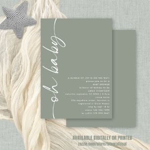 Invitation Baby shower minimaliste Script fille ou garçon Sag