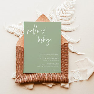 Invitation Baby shower minimaliste vert   Neutre les sexes