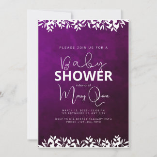 Invitation Baby shower minimaliste violet