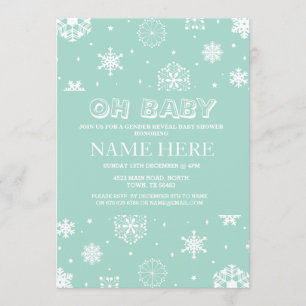 Invitation Baby shower Mint Genre Révéler Flocon de neige Inv
