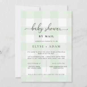 Invitation Baby shower Mint Green En vichy Par Courrier Invit
