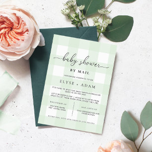 Invitation Baby shower Mint Green En vichy Par Courrier Invit
