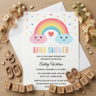 Invitation Baby Shower Miracle Arc-en-ciel