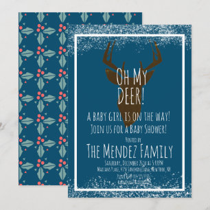 Invitation Baby Shower Mixte Cerf de Noël