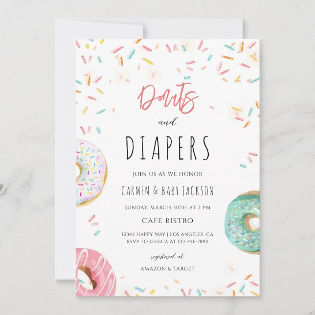 Invitation Baby-Shower Mixte pour l'Arrivée de Bébé sur le Th (Devant)