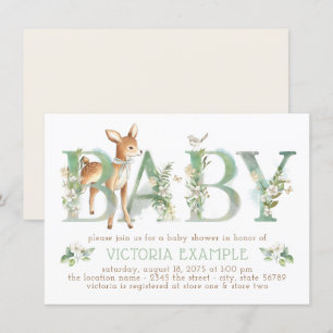 Invitation Baby Shower Mixte Thème Forêt et Cerf