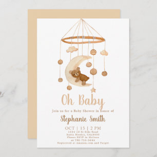 Invitation Baby shower mobile Boho Bear