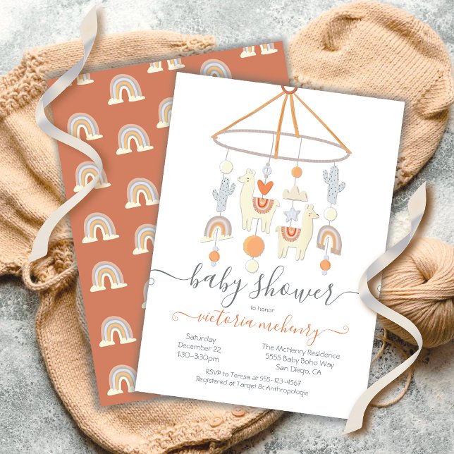 Invitation Baby shower mobile Boho Scandi (Créateur téléchargé)