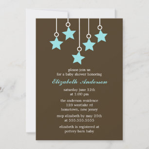 Invitation Baby shower mobile Brown et bleu