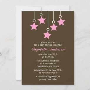Invitation Baby shower mobile Brown et rose