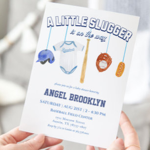 Invitation Baby shower mobile Little Slugger Baseball