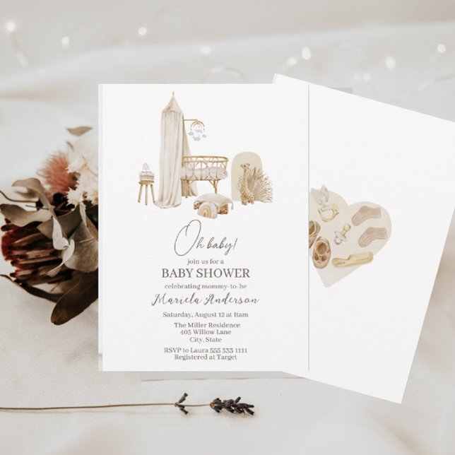 Invitation Baby shower mobile moderne Boho Nursery (Créateur téléchargé)