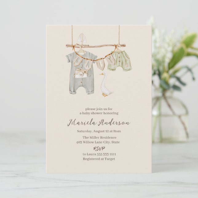 Invitation Baby shower mobile Neutre Genre Boho Inv (Debout devant)