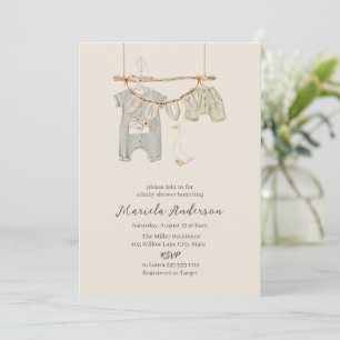 Invitation Baby shower mobile Neutre Genre Boho Inv