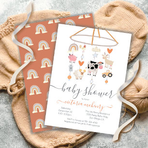 Invitation Baby shower mobile pour animaux de ferme