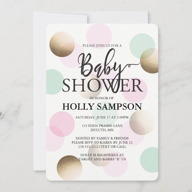 Invitation Baby shower moderne (Devant)
