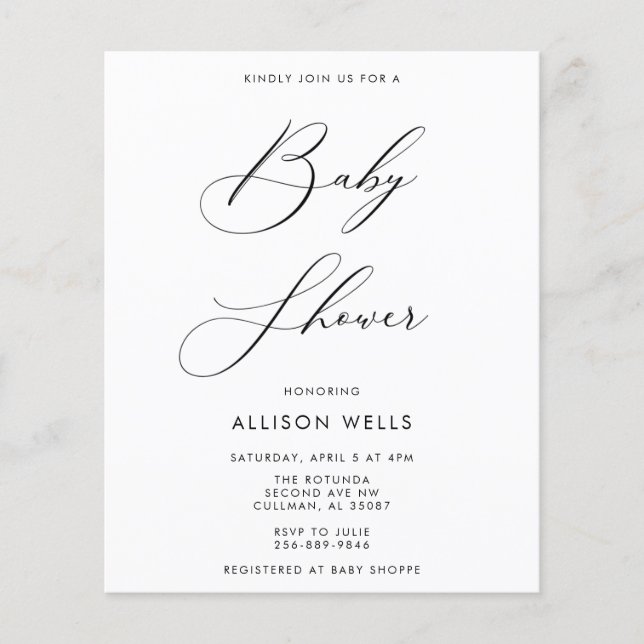 Invitation Baby shower moderne (Devant)