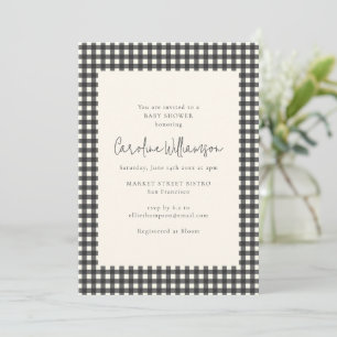Invitation Baby Shower Moderne à Carreaux Gingham Noir et Bla