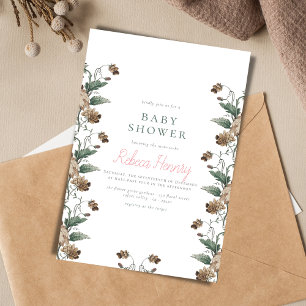 Invitation Baby shower moderne à thème floral