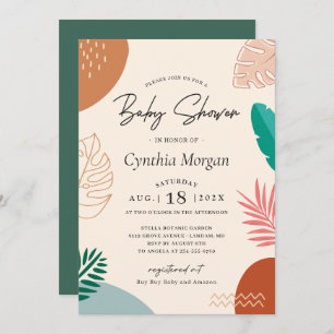Invitation Baby shower moderne Abstrait Tropical Summer Migno