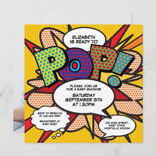Invitation Baby Shower Moderne Amusant Prêt à Exploser Photo (Devant / Derrière)