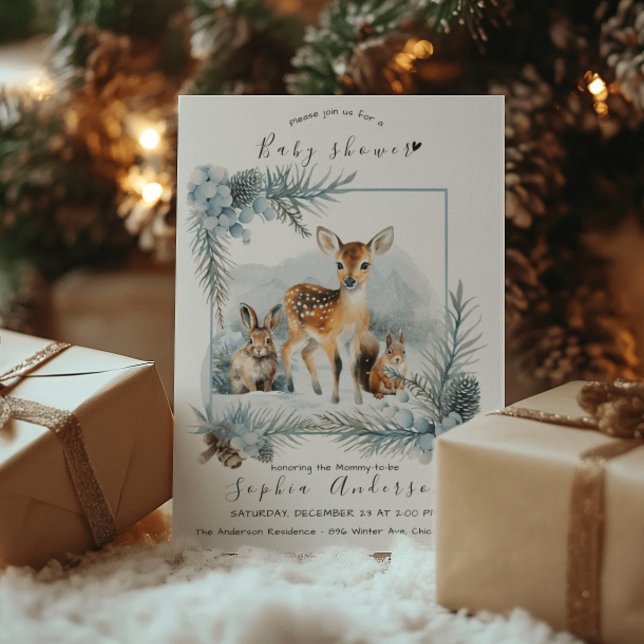 Invitation Baby Shower Moderne Animaux Mignons Hiver (Créateur téléchargé)