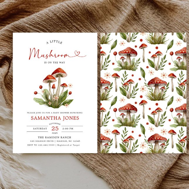 Invitation Baby shower moderne Arch Little Mushroom (Créateur téléchargé)