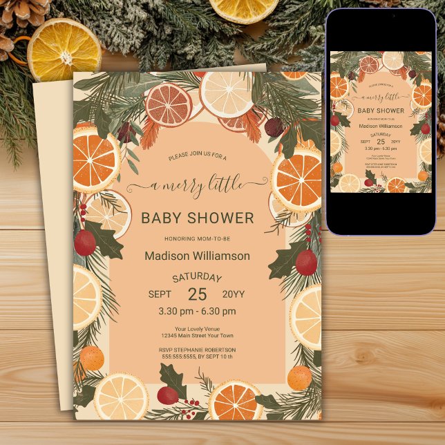 Invitation Baby Shower Moderne aux Agrumes Séchés  (Créateur téléchargé)