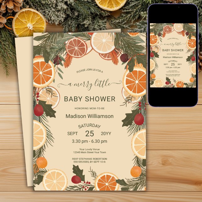 Invitation Baby Shower Moderne aux Agrumes Séchés  (Créateur téléchargé)