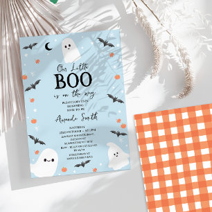 Invitation Baby shower moderne Baby Blue Halloween Little Boo