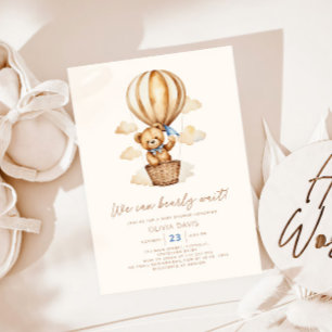 Invitation Baby shower moderne Beige Bear Boy