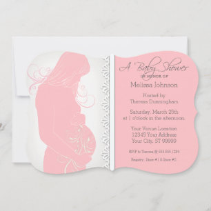 Invitation Baby shower moderne Belly Silhouette Lace Invitati