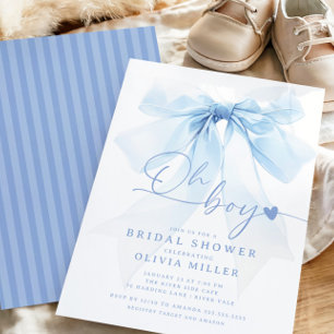Invitation Baby shower moderne Blue Bow