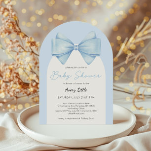 Invitation Baby shower moderne Blue Bow Boy