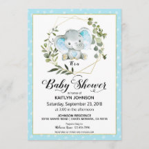 Baby shower moderne Blue Elephant