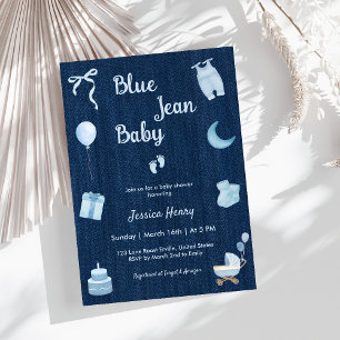 Invitation Baby shower moderne Blue Jean Baby Denim