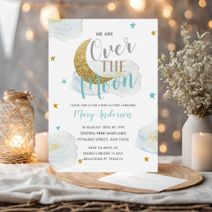 Invitation Baby shower moderne Blue Moon