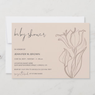 Invitation Baby shower Moderne Blush Pink Soft Pastel Floral